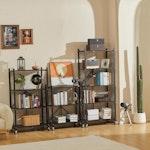 5-Tier Foldable Storage Shelf with Wheels (Black) alternate 8