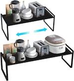 Expandable 18cm Cabinet Shelf Organizer - Black thumbnail