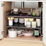 Expandable 18cm Cabinet Shelf Organizer - Black alternate 4