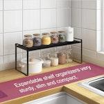 Expandable 18cm Cabinet Shelf Organizer - Black alternate 6