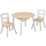 Kids' Round Table & 2 Chairs Set - White Natural
