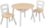 Kids' Round Table & 2 Chairs Set - White Natural thumbnail