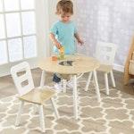 Kids' Round Table & 2 Chairs Set - White Natural alternate 1