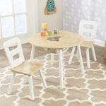 Kids' Round Table & 2 Chairs Set - White Natural alternate 2