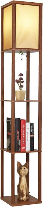 Brown LED Floor Lamp with Shelves alternate 4