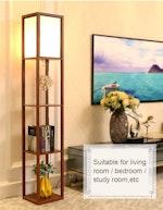 Brown LED Floor Lamp with Shelves alternate 6