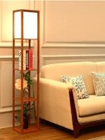 Brown LED Floor Lamp with Shelves alternate 7