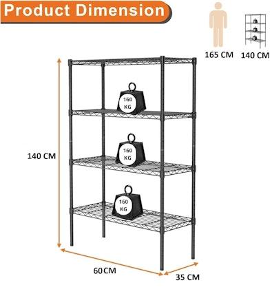 4-Tier Adjustable Metal Storage Shelves Wire Rack cover