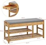 Bamboo Shoe Bench with Lift Top & Drawers alternate 2