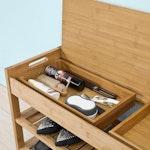 Bamboo Shoe Bench with Lift Top & Drawers alternate 3