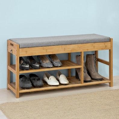 Bamboo Shoe Bench with Lift Top & Drawers cover