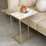 C-Shaped Marble Bedside Table - Gold alternate 7