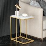 C-Shaped Marble Bedside Table - Gold alternate 8