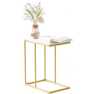 C-Shaped Marble Bedside Table - Gold cover