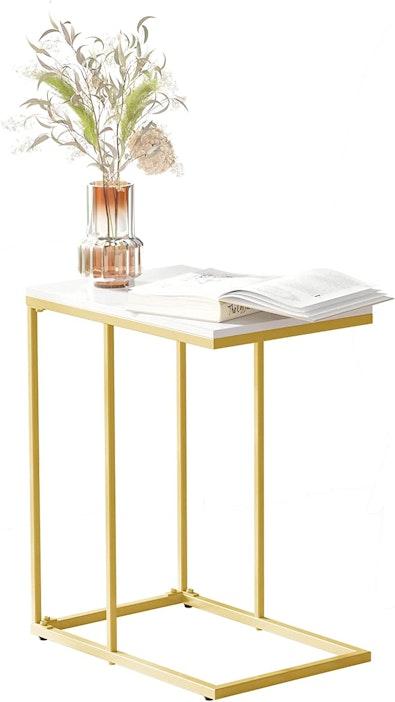 C-Shaped Marble Bedside Table - Gold cover