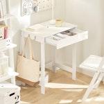 Compact White Desk with Drawer & Hooks alternate 3