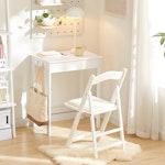 Compact White Desk with Drawer & Hooks alternate 4