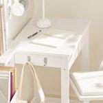 Compact White Desk with Drawer & Hooks alternate 8
