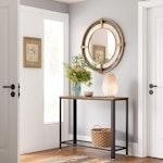 Rustic Brown Metal Console Table alternate 1