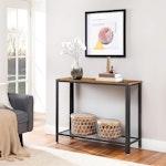 Rustic Brown Metal Console Table alternate 2