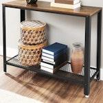 Rustic Brown Metal Console Table alternate 6