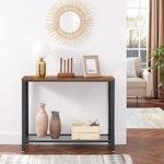 Rustic Brown Metal Console Table alternate 7
