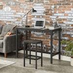 Grey & Black Industrial Bar Chairs, Set of 2 alternate 6