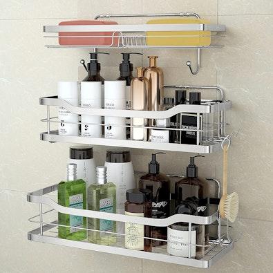 3-Pack Stainless Steel Shower Caddy with Hooks cover