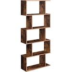Rustic Brown 5-Tier Bookcase & Room Divider