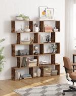 Rustic Brown 5-Tier Bookcase & Room Divider alternate 1