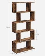Rustic Brown 5-Tier Bookcase & Room Divider alternate 2