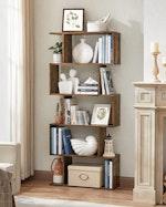 Rustic Brown 5-Tier Bookcase & Room Divider alternate 3