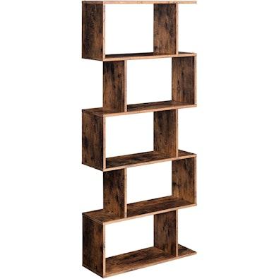 Rustic Brown 5-Tier Bookcase & Room Divider cover