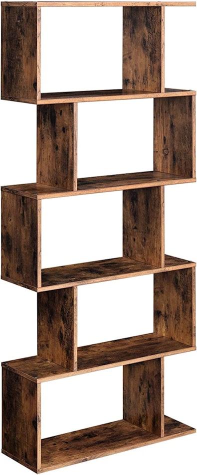 Rustic Brown 5-Tier Bookcase & Room Divider cover