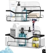 2-Pack Black No-Drill Bathroom Wall Shelf thumbnail