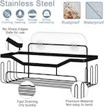 2-Pack Black No-Drill Bathroom Wall Shelf alternate 2