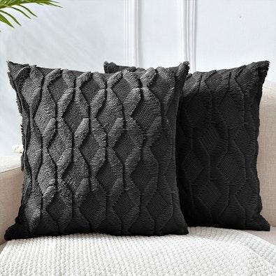 2-Pack Boho Throw Pillow Covers 45x45cm - Black cover