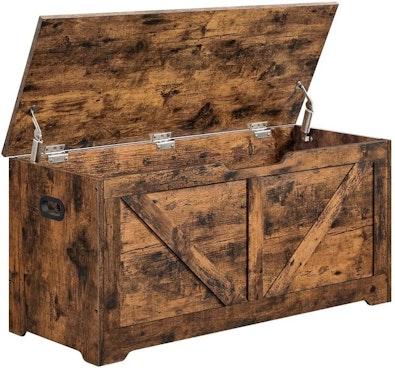 Rustic Toy Chest with Safety Hinges & Bench cover