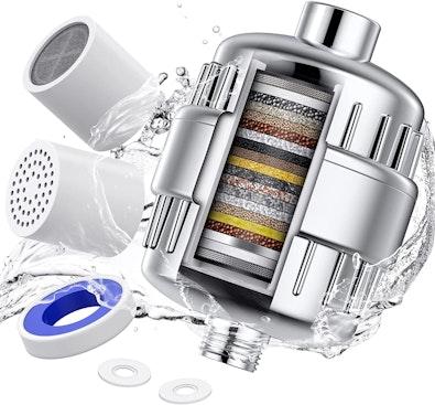 20-Stage Showerhead Filter - Hard Water, Chrome cover