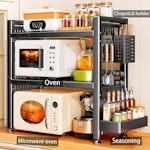 2-Tier Microwave Shelf with Utensil Hooks - White alternate 2