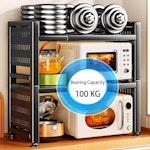 2-Tier Microwave Shelf with Utensil Hooks - White alternate 4