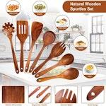 7Pc Teak Wooden Non-Stick Cooking Utensils Set alternate 6