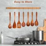 7Pc Teak Wooden Non-Stick Cooking Utensils Set alternate 7
