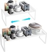 Expandable Cabinet Shelf Organizers, 23 cm (White) thumbnail
