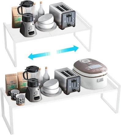 Expandable Cabinet Shelf Organizers, 23 cm (White) cover
