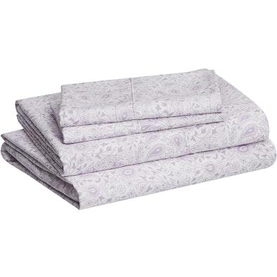 Queen Microfiber Bed Sheet Set, Lavender Paisley cover