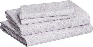 Queen Microfiber Bed Sheet Set, Lavender Paisley cover