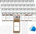 36 Pc Glass Spice Jars with Labels, 120ml Each thumbnail