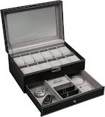 12-Slot Lockable Watch & Jewelry Box - PU Leather thumbnail