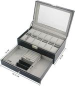 12-Slot Lockable Watch & Jewelry Box - PU Leather alternate 6
